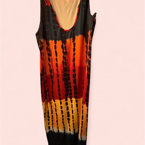 Women’s Tie Dye Print U-Neck Sleeveless Maxi Dress | Size 2XL - Picture 4 of 6